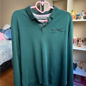 Ted Baker London Men’s Long Sleeve Polo Shirt Size 4 (L) Green